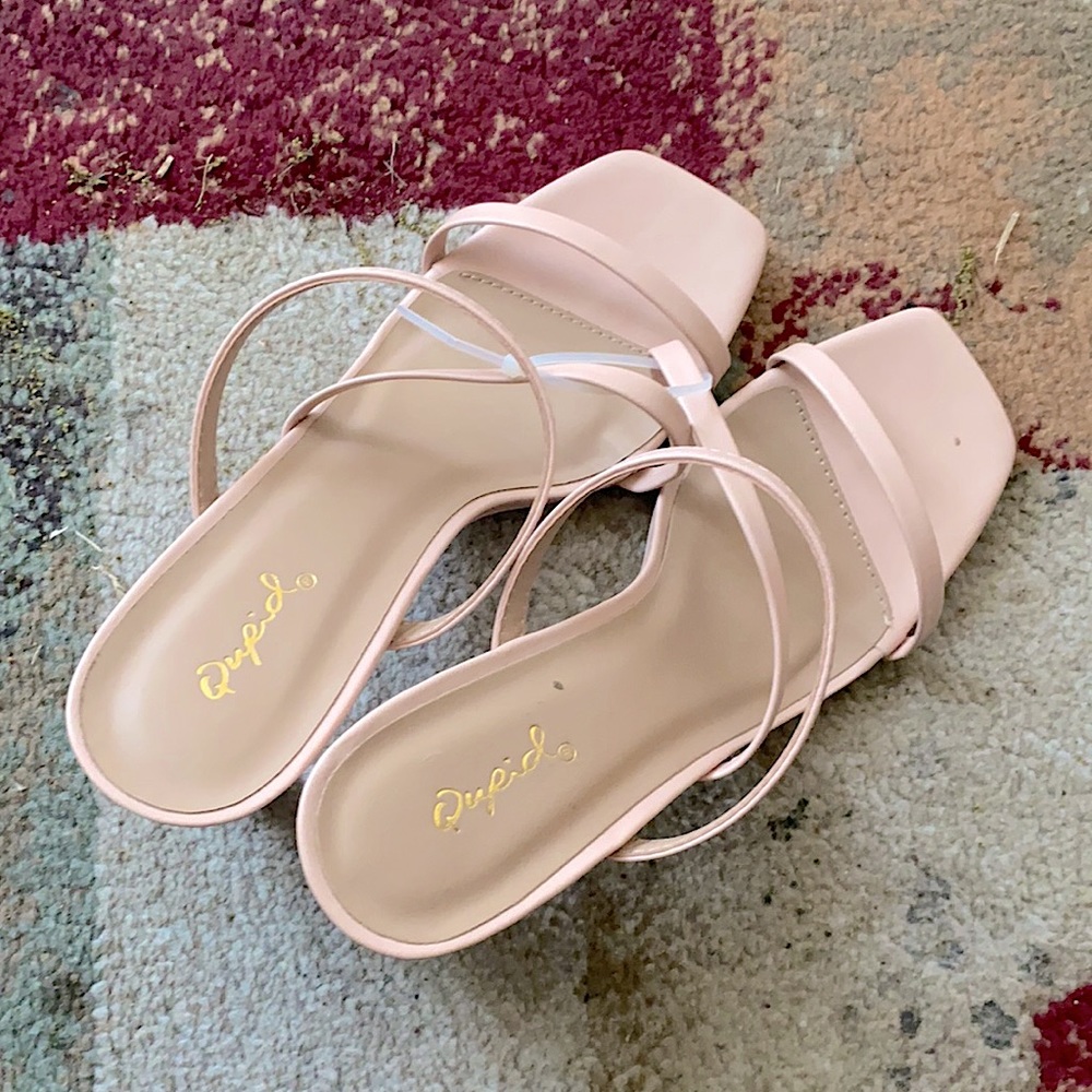 New Qupid Blush Pink Woman’s Slide Strap High Heels
